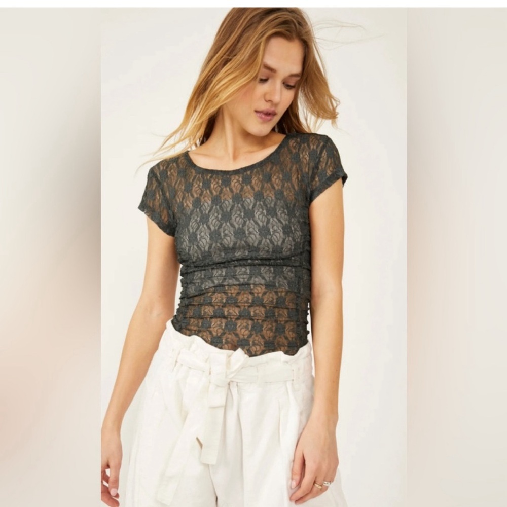 FREE PEOPLE XS lace baby tee - NWOT